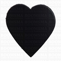 Sleutelhanger/stansvorm leer - hart groot Zwart 6 × 5,5 cm