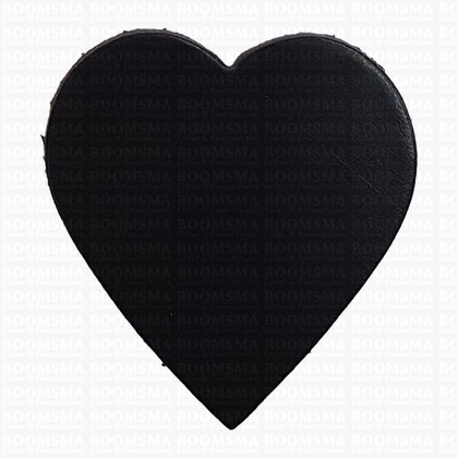 Sleutelhanger/stansvorm leer - hart groot Zwart 6 × 5,5 cm - afb. 1