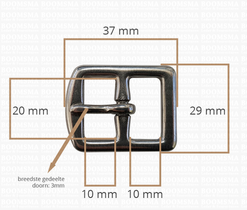 Stijgriemgesp RVS zilver 20 mm  - afb. 2