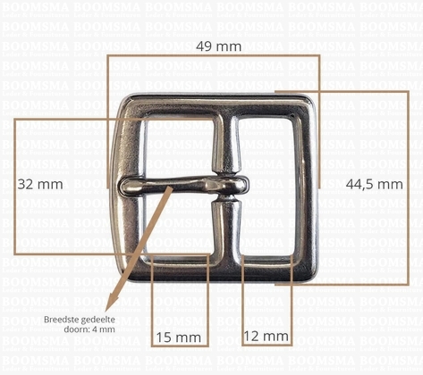 Stijgriemgesp RVS zilver 32 mm  - afb. 2
