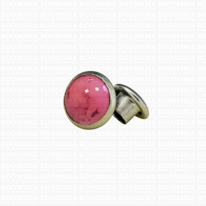 Sierholnieten: Synthetische steen sierholnieten Ø 6 mm (per 10) pink/hard roze - afb. 1