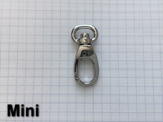Tasmusketon/ Taskarabijnhaak: Tasmusketonhaak ovaal luxe mini zilver oog 10 mm, totale lengte 3,6 cm - afb. 2
