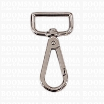 Tasmusketon/ Taskarabijnhaak: Tasmusketonhaak recht luxe 6,2 cm totale lengte, voor riem 2,5 cm nikkel