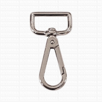 Tasmusketon/ Taskarabijnhaak: Tasmusketonhaak recht luxe zwaar 6,2 cm totale lengte, voor riem 2,5 cm nikkel - afb. 1