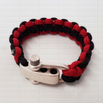 Verstelbare Harpsluiting (paracord armband) kleur: Oud Zilver  (Nikkelvrij) - afb. 5