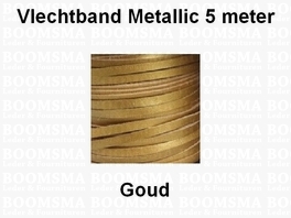 Vlechtband kalfsleder metallic 5 METER GOUD 3,5 mm (5 meter)