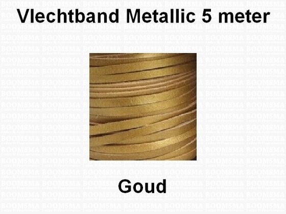 Vlechtband kalfsleder metallic 5 METER GOUD 3,5 mm (5 meter) - afb. 1