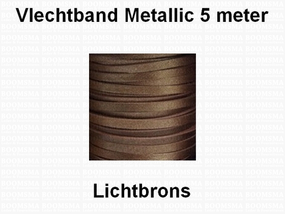 Vlechtband kalfsleder metallic 5 METER LICHTBRONS 3,5 mm (5 meter) - afb. 1