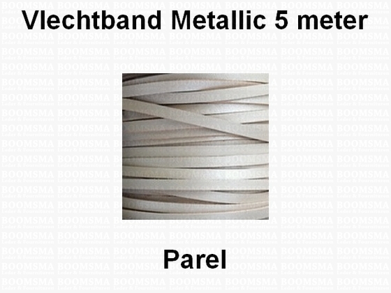 Vlechtband kalfsleder metallic 5 METER PAREL 3,5 mm (5 meter) - afb. 1