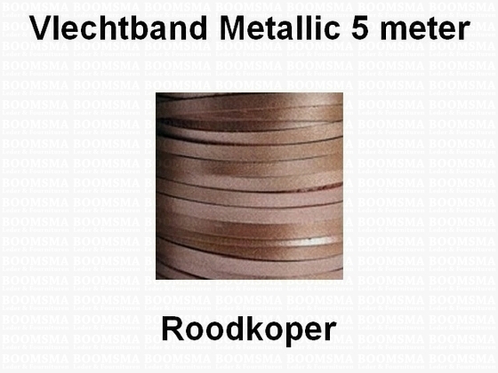 Vlechtband kalfsleder metallic 5 METER ROODKOPER 3,5 mm (5 meter) - afb. 1