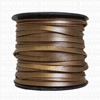 Vlechtband kalfsleder metallic lichtbrons bronze 3,5 mm, 25 meter (per rol) brons