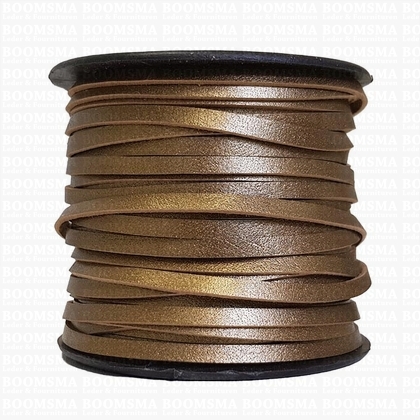 Vlechtband kalfsleder metallic lichtbrons bronze 3,5 mm, 25 meter (per rol) brons - afb. 1