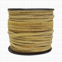 Vlechtband suede geel 3 mm breed, 25 meter (per rol)