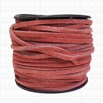Vlechtband suede rood 3 mm breed, klos 22,8 meter (per rol)