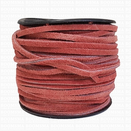 Vlechtband suede rood 3 mm breed, klos 22,8 meter (per rol) - afb. 1