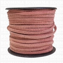 Vlechtband suede roze 3 mm breed, 25 meter (per rol)