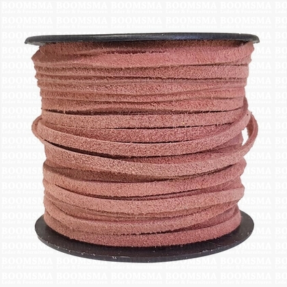 Vlechtband suede roze 3 mm breed, 25 meter (per rol) - afb. 1