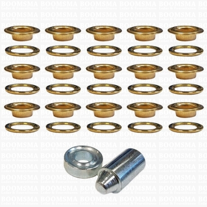 Nestelringen: Zeilringset met stempel goud PP28 gat Ø 13 mm - kraag Ø 24 mm, PP28 (15 ringen + tegenring) (per set) - afb. 1