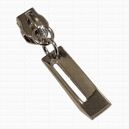 Schuivers voor nylon spiraalrits luxe (tandjes 6 mm) zilver Luxe schuiver asymmetrisch, past op 6 mm ykk nylon rits  - afb. 1