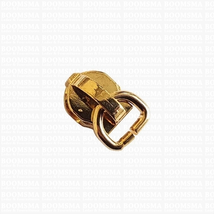Schuivers voor nylon spiraalrits luxe (tandjes 6 mm) goud schuiver met D-ring 10 mm, past op 6 mm ykk nylon rits  - afb. 1